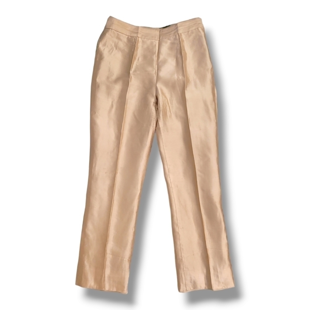 Etcetera Champagne Shimmer Acetate And Silk Pants - Size 6